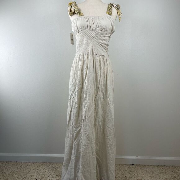 NWT Free People Linen Rayon Blend Maxi Dress Size 10 - Picture 1 of 8